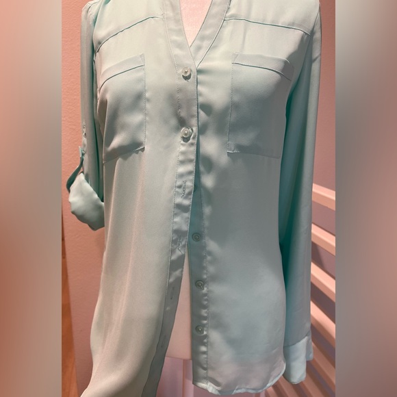 Express Portofino Shirt with Convertible Sleeves, green, XS - Picture 6 of 7